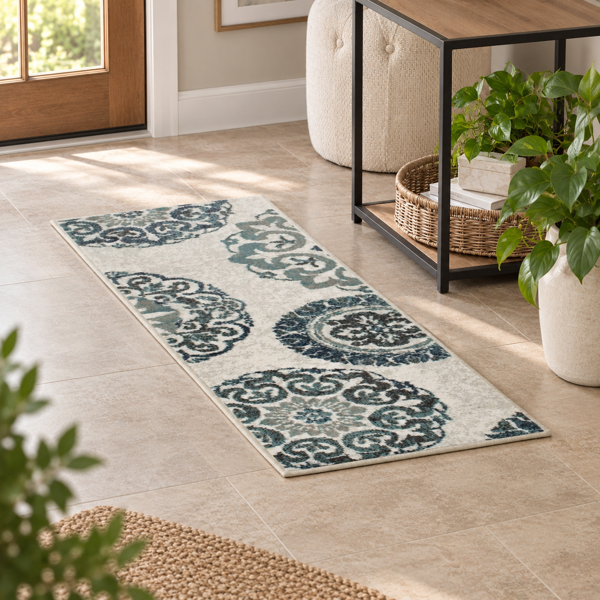 Teal Medallion Area Rug Set