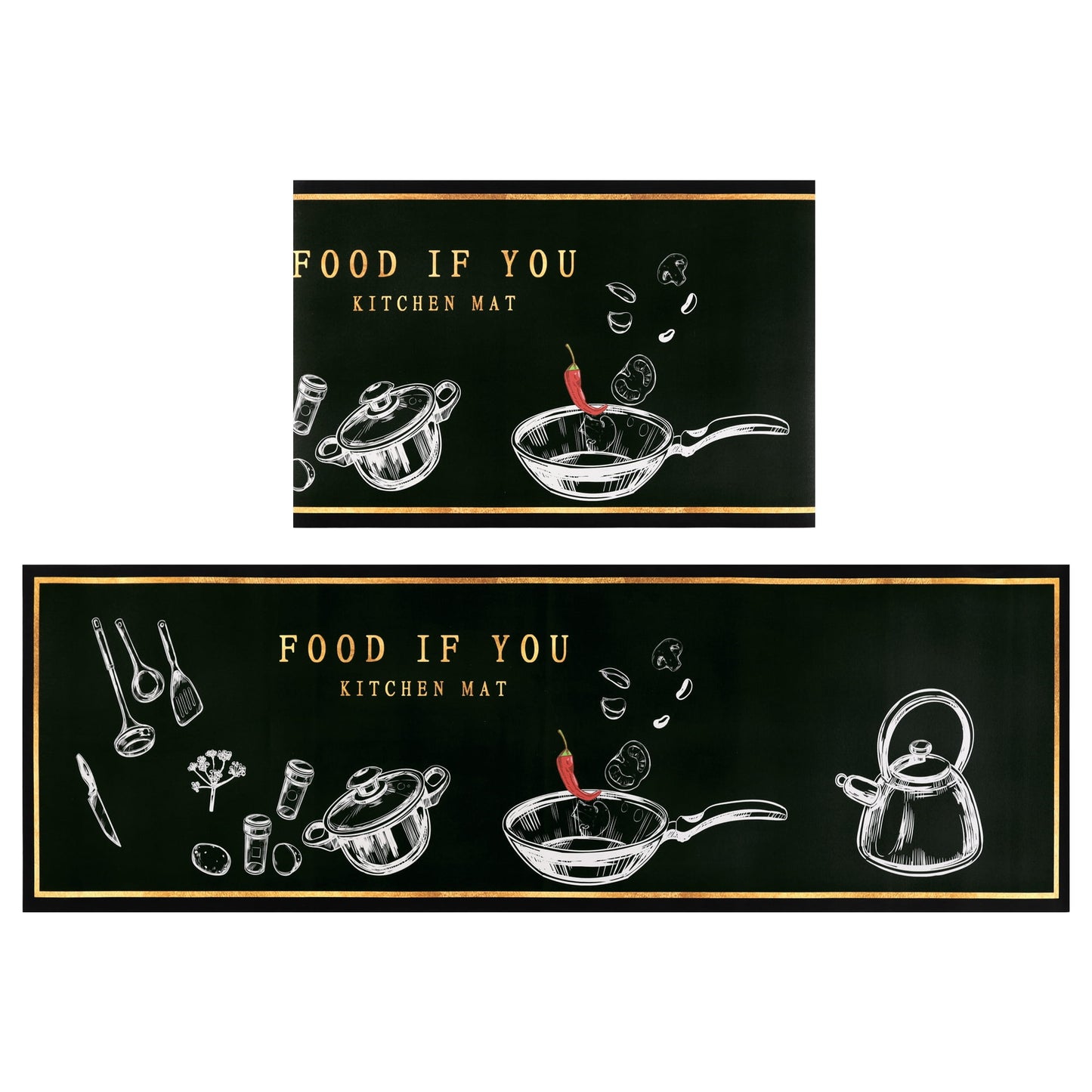 Unique Bargains Kitchen Floor Mats Set of 2 Thick Rugs Cushioned Non Slip Kitchen Mats Cat