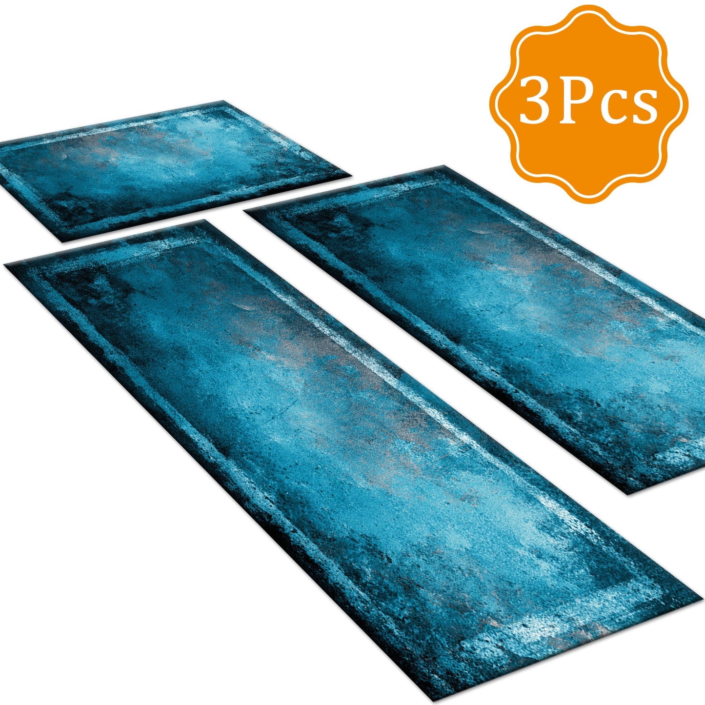 3-Piece Farmhouse Kitchen Rug Set, Washable Anti Slip Striped Floor Mats in 3 Sizes, Stain Resistant Decor Rugs for Kitchen Hallway Bathroom Home Christmas Decor