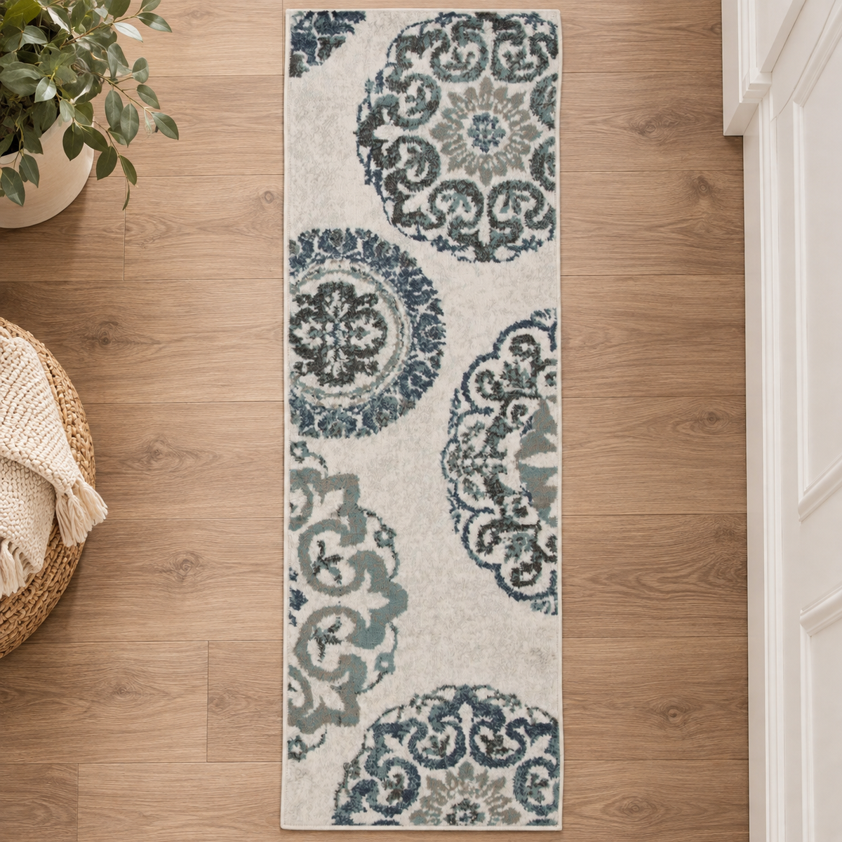 Teal Medallion Area Rug Set