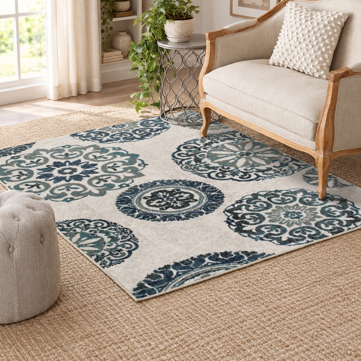 Teal Medallion Area Rug Set