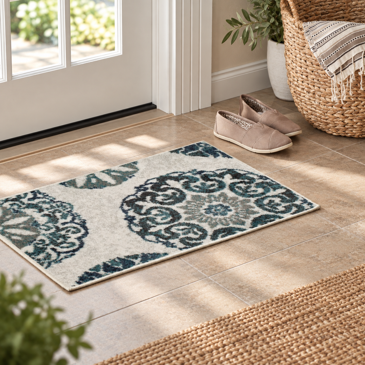 Teal Medallion Area Rug Set