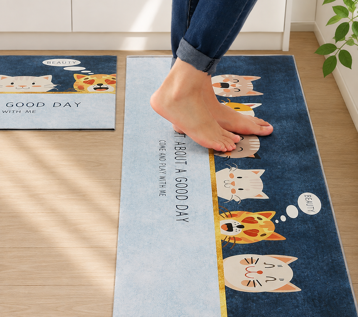 Cushioned Non-Slip Kitchen Mat Set