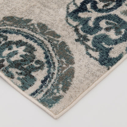 Mainstays Teal Medallion 3 Piece Indoor Area Rug Set