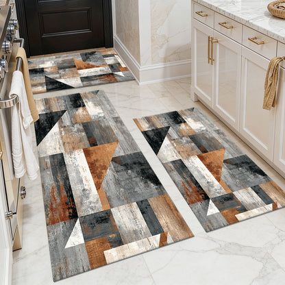 3-Piece Farmhouse Kitchen Rug Set, Washable Anti Slip Striped Floor Mats in 3 Sizes, Stain Resistant Decor Rugs for Kitchen Hallway Bathroom Home Christmas Decor