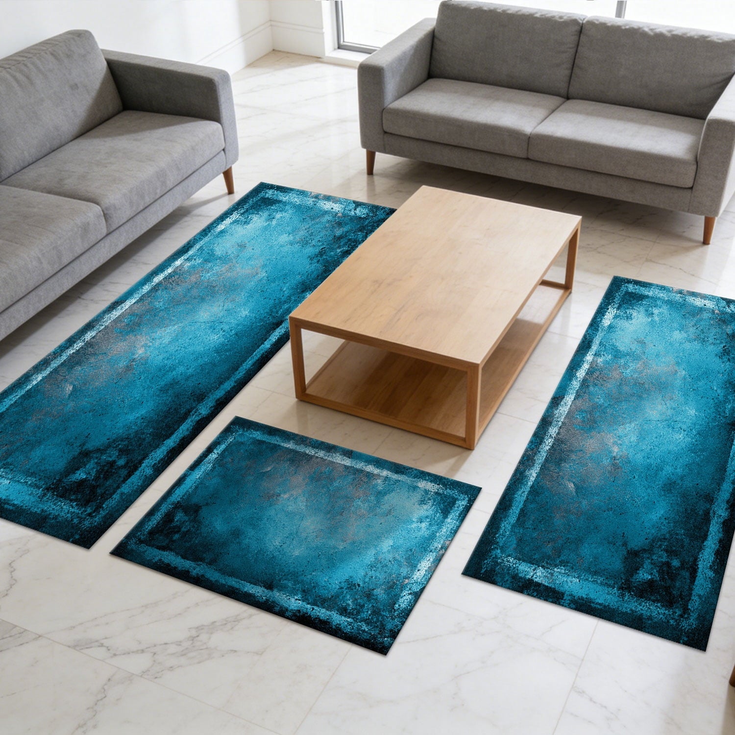 3-Piece Farmhouse Kitchen Rug Set, Washable Anti Slip Striped Floor Mats in 3 Sizes, Stain Resistant Decor Rugs for Kitchen Hallway Bathroom Home Christmas Decor