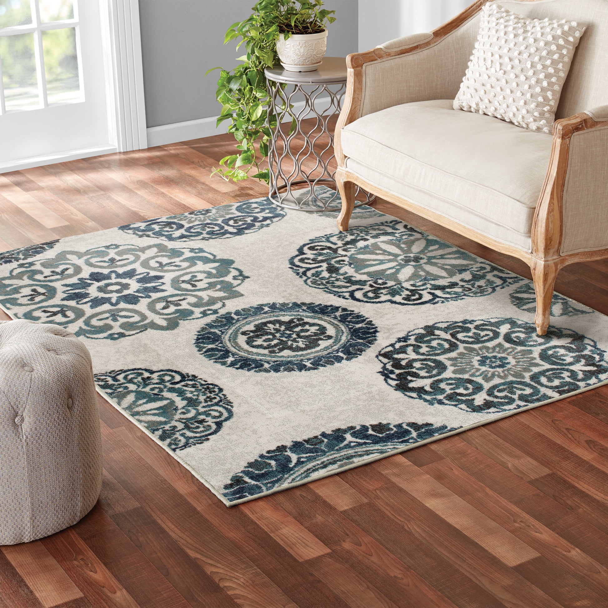 Mainstays Teal Medallion 3 Piece Indoor Area Rug Set