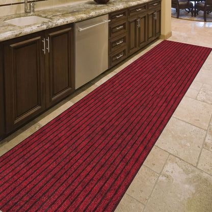 Ottomanson Non-Slip Area Rug for Entryway 2' x 3' Indoor/Outdoor Custom Size Kitchen Utility Mat, Red Ribbed