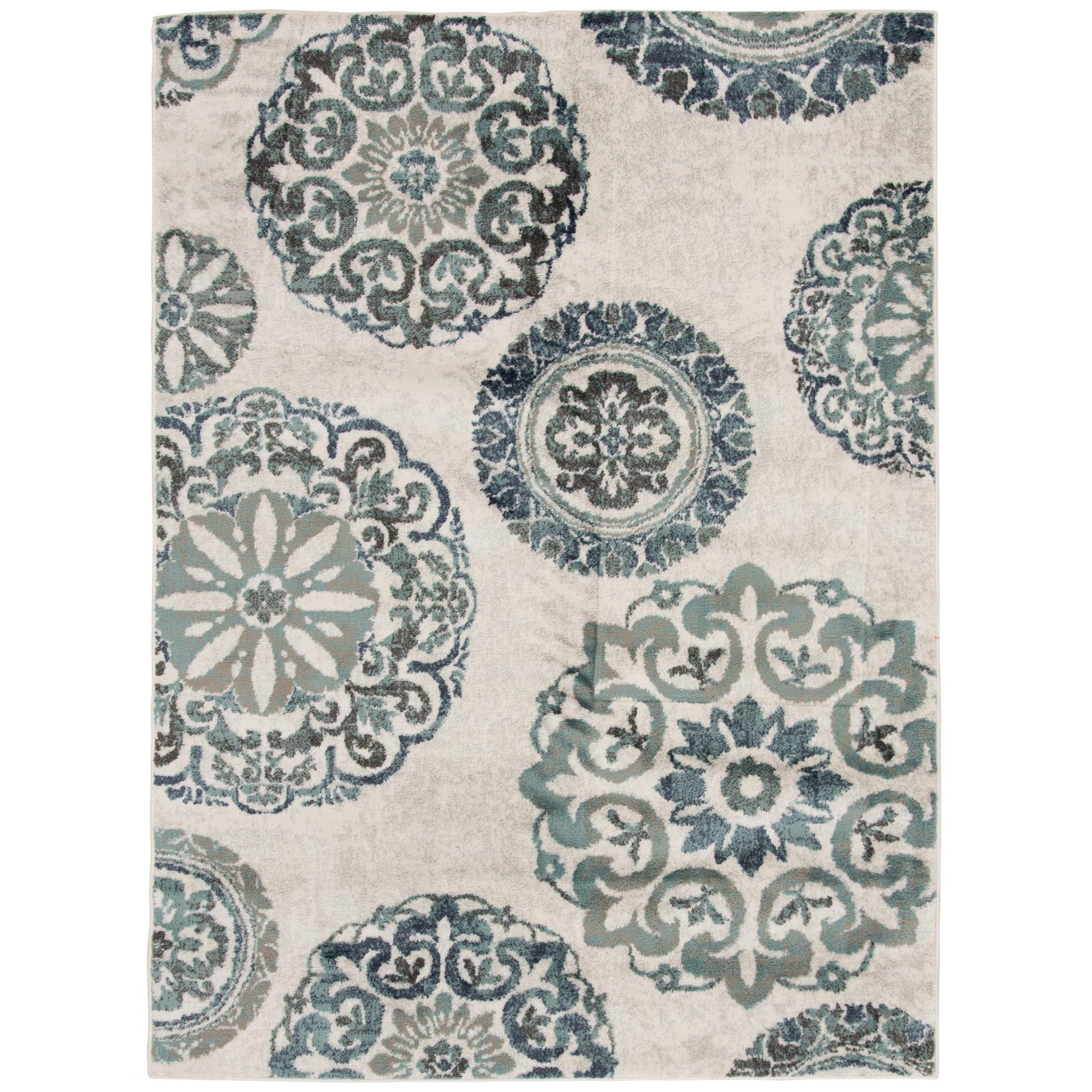 Mainstays Teal Medallion 3 Piece Indoor Area Rug Set