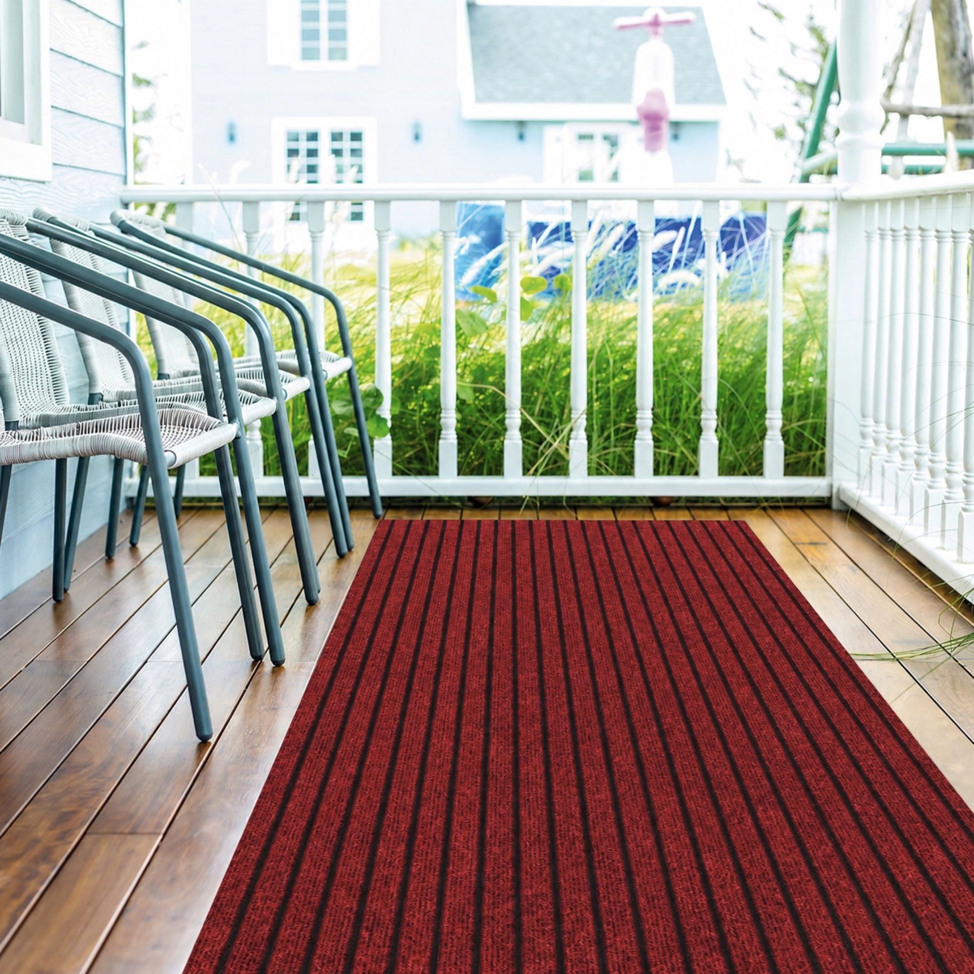 Ottomanson Non-Slip Area Rug for Entryway 2' x 3' Indoor/Outdoor Custom Size Kitchen Utility Mat, Red Ribbed
