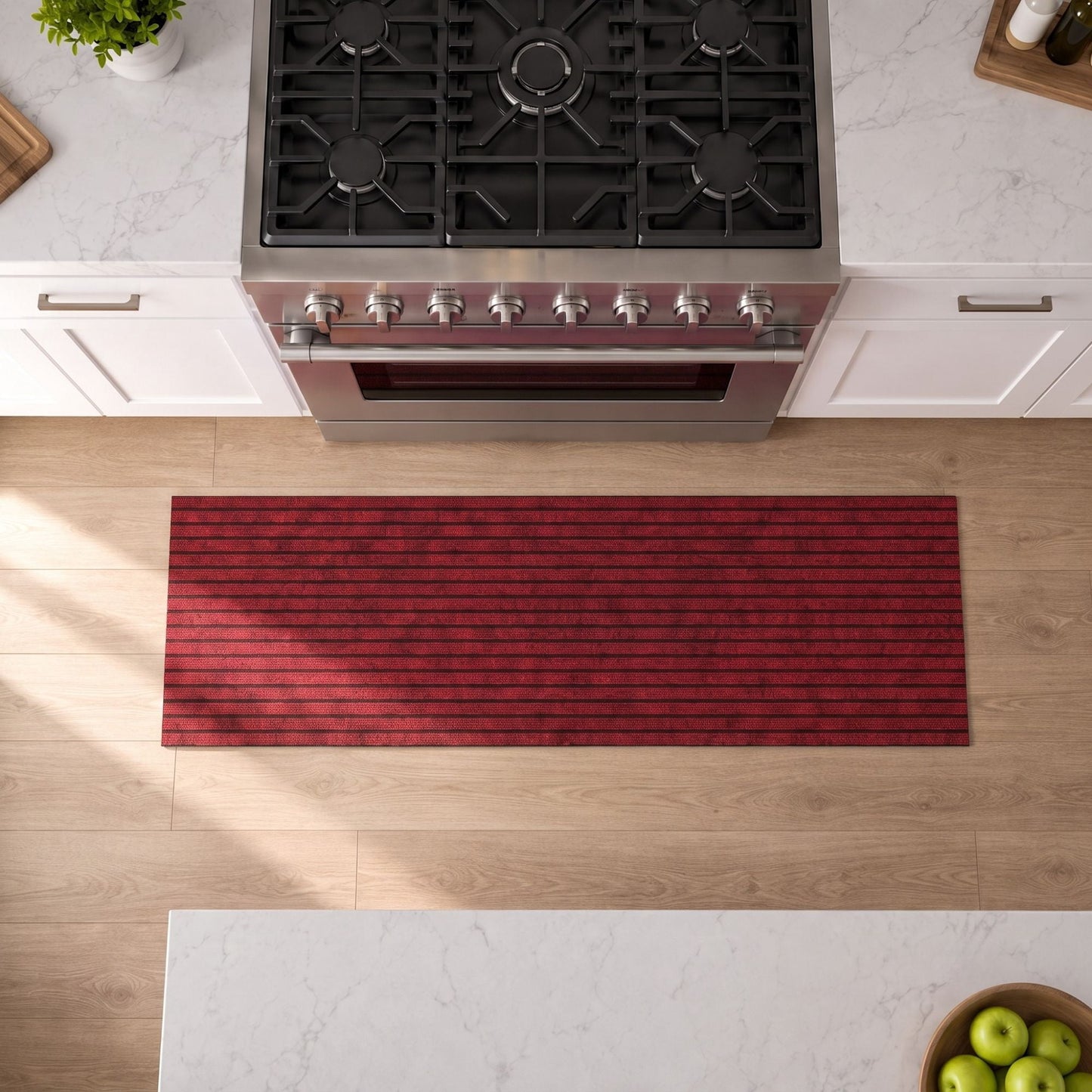 Ottomanson Non-Slip Area Rug for Entryway 2' x 3' Indoor/Outdoor Custom Size Kitchen Utility Mat, Red Ribbed
