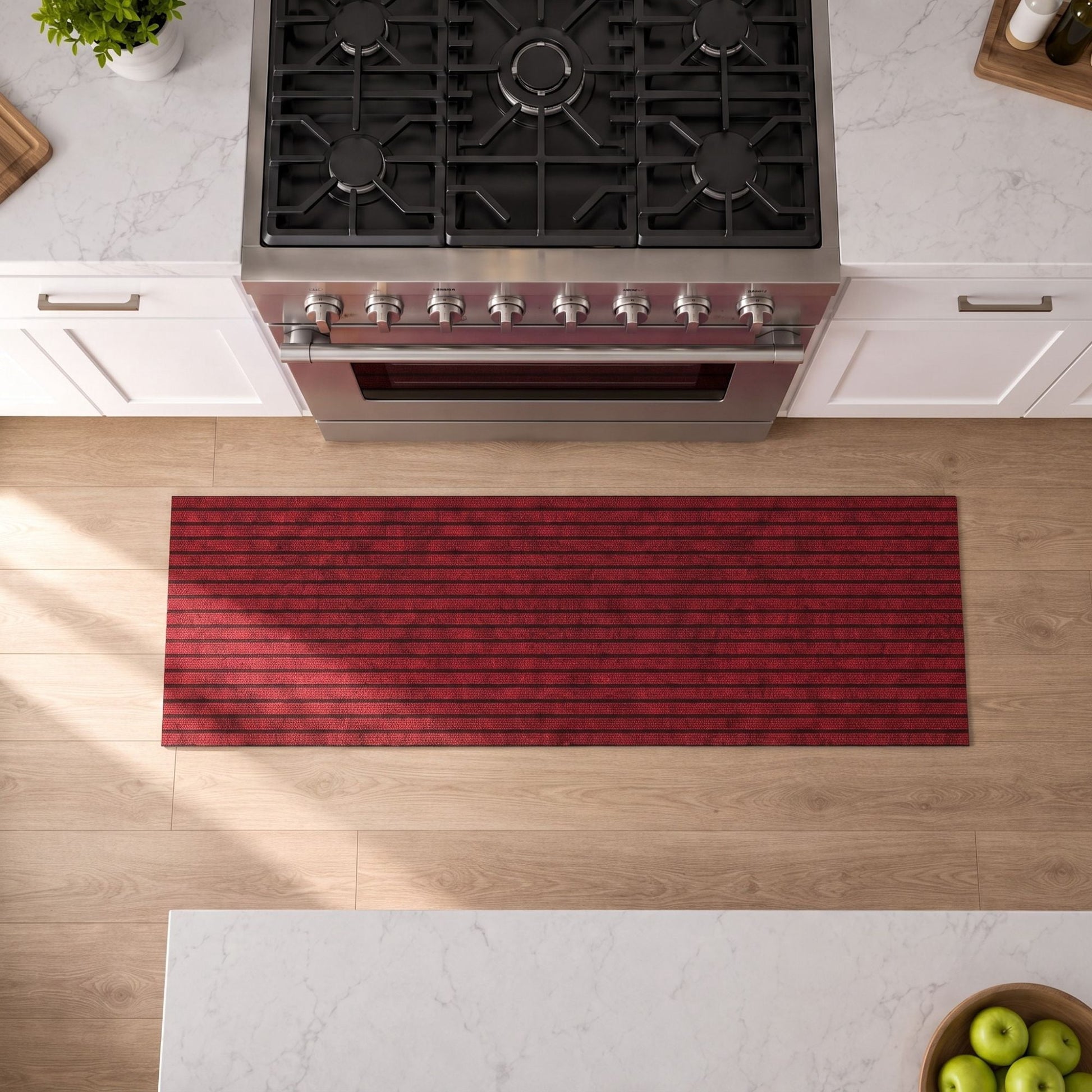 Ottomanson Non-Slip Area Rug for Entryway 2' x 3' Indoor/Outdoor Custom Size Kitchen Utility Mat, Red Ribbed