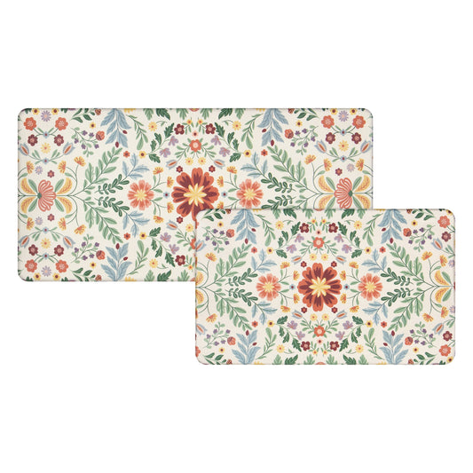 Apache Mills Cushion Comfort Multi-Color Floral Kitchen Anti-Fatigue Mat, 18" x 30" & 20" x 41", 2 pack