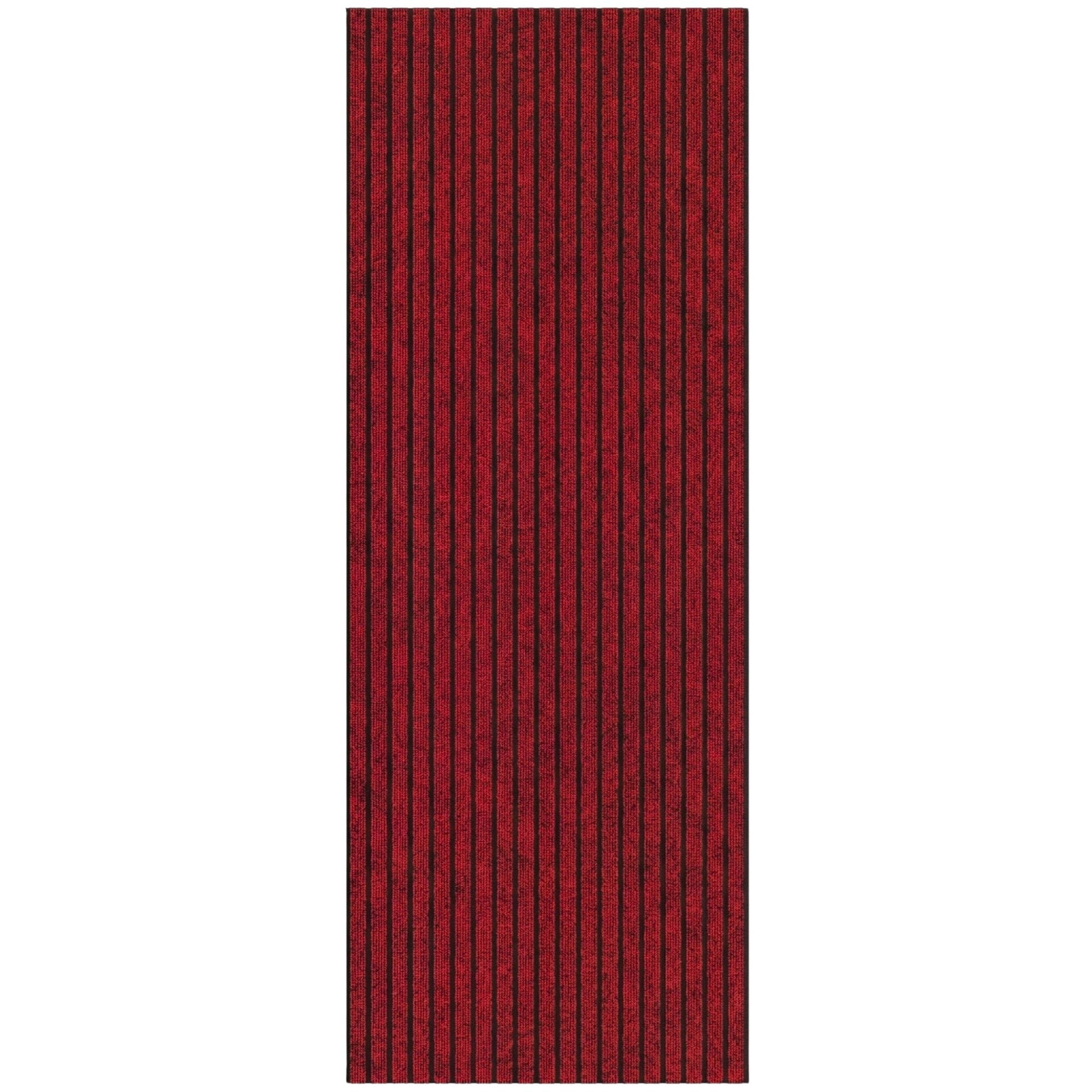 Ottomanson Non-Slip Area Rug for Entryway 2' x 3' Indoor/Outdoor Custom Size Kitchen Utility Mat, Red Ribbed