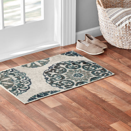 Mainstays Teal Medallion 3 Piece Indoor Area Rug Set
